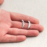 tulx stainless steel earrings trend bent leaves korean fashion aesthetic stud earrings for women piercing jewelry accessories