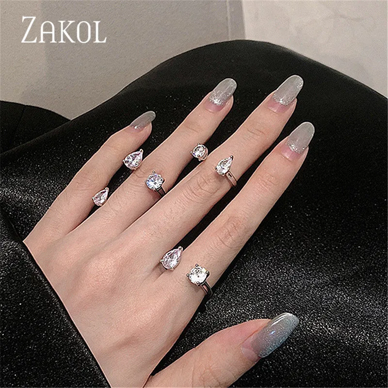 

ZAKOL Ladies Wedding Engagement Opening Shining Cubic Zirconia Love Ring Jewelry Gift for Women FSRP2223