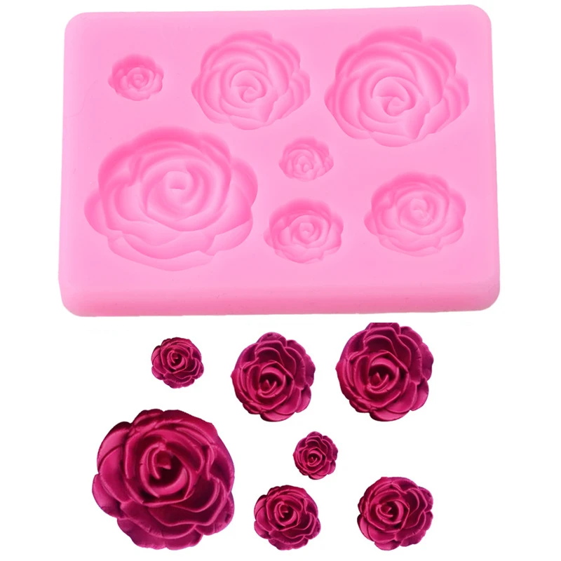 

3D розовый цветок розы, формы для торта, силиконовые инструменты для украшения тортов, поднос для выпечки