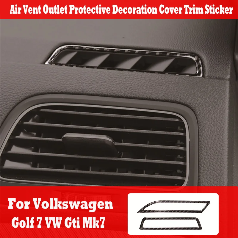 

For Volkswagen Golf 7 VW 2013-2017 Real Carbon Fiber Car Interior Parts Air Vent Outlet Protective Decoration Cover Trim Sticker