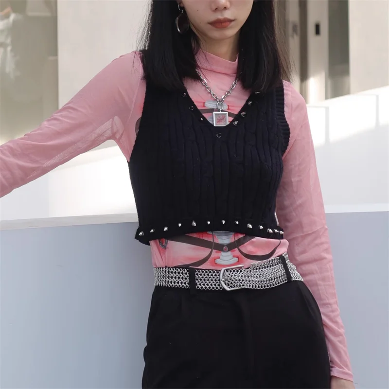 Y демонстрационный жилет в стиле панк-рок с v-образным вырезом женский короткий