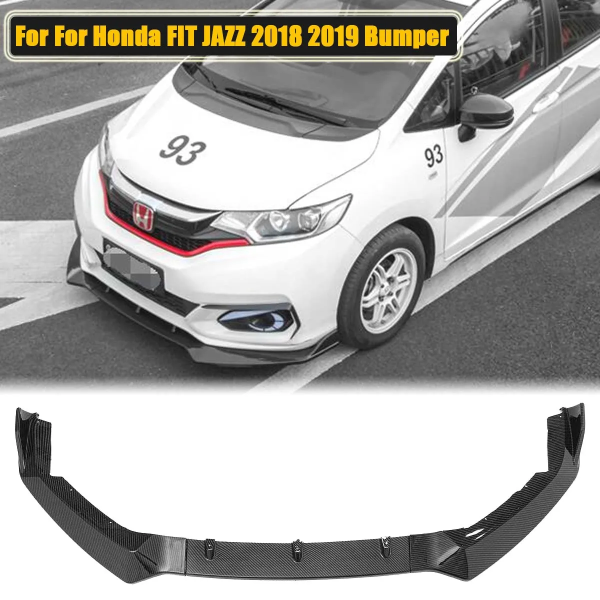 

Front Bumper Lip Spoiler Side Splitter Body Kit Guards Cover Deflector For Honda Fit Jazz 2018-2019 Car Accessories Carbon Look