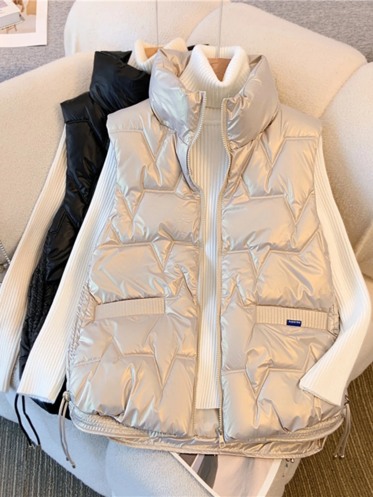 Плюс размер модный жилет без рукавов в стиле вестерн женский зимний свободный