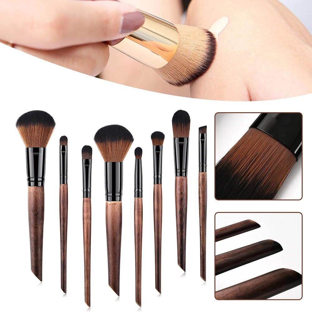 

8pcs Black Coffee Makeup Brushes For Women Colorful Soft Fluffy Makeup Tools Makeup Accessories