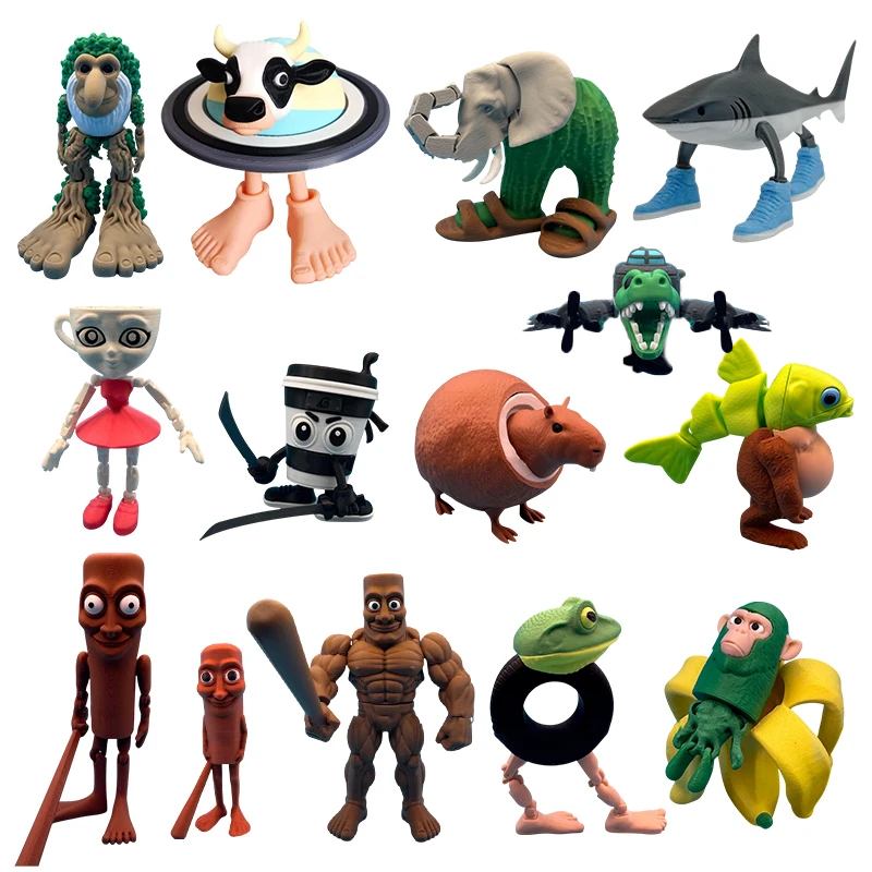 Фото Итальянская игрушка Brainrot, 3D печатная кукла, Tung Tung Sahur, фигурка Tralalero Tralala, фигурка акулы, украшение для стола, подарки, домашний декор №1