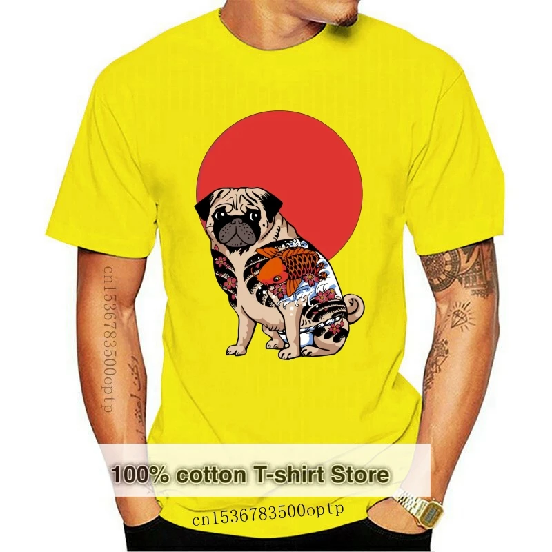 

Новинка 2021, белая и черная футболка с принтом мопса якудзы, США, размеры S, M, L, XL, 3XL