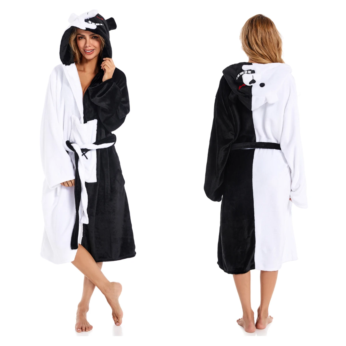 Anime Bathrobe Danganronpa Monokuma Cosplay Bath Robe Sleepwear Coral Fleece Robe Pyjamas