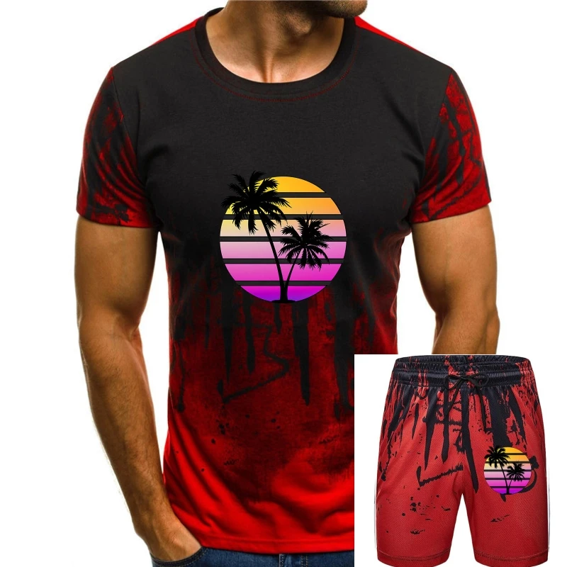 

Men Short sleeve tshirt Purple synthwave style sunset Retrowave T Shirt Women t-shirt