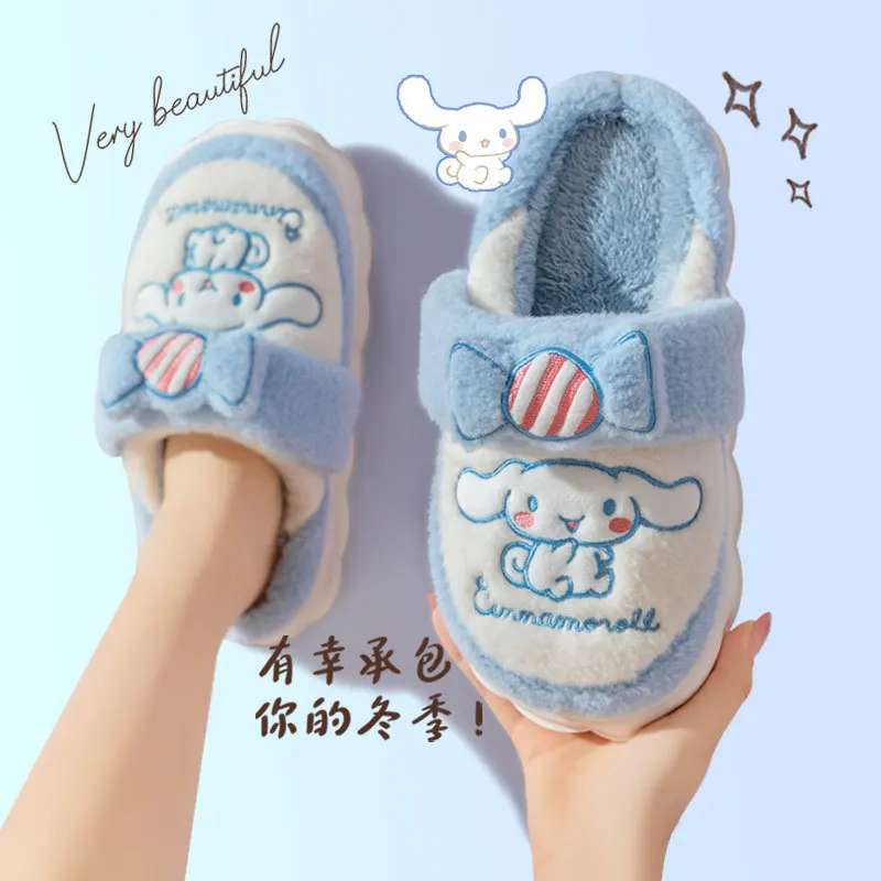 

Осень Hello Kitty Cinnamoroll аниме Sanrio кавайные теплые хлопковые тапочки зимние милые Мультяшные Kuromi толстые туфли для дома игрушки для девочек