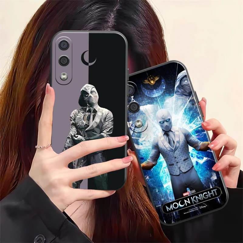 

Marvel Logo Moon Knight Phone Case For Samsung Galaxy S8 S9 S10 S10E S20 S21 FE S21 Plus Soft Back Silicone Cover Carcasa Black