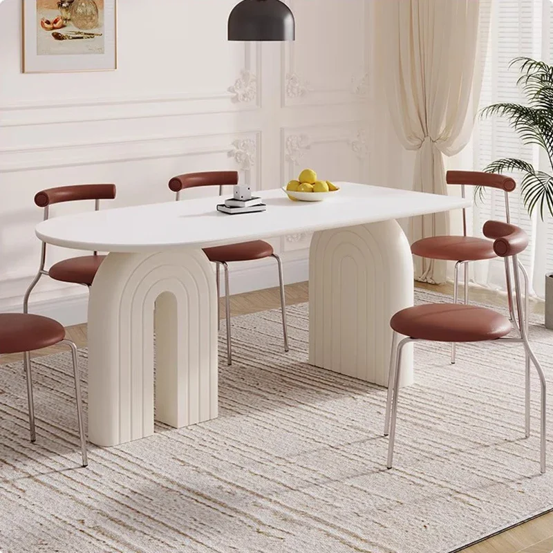 Французский кремовый стиль каменная тарелка обеденный стол современный простой