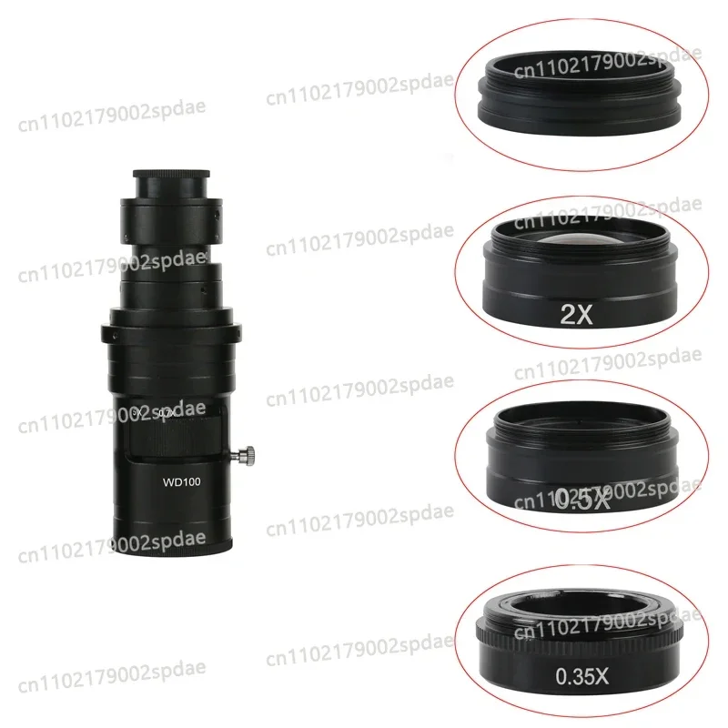 Фото Оптическая линза с зумом 200X/500X с креплением C-Mount, опционально 0.5X/2X/0.35X линза Барлоу для цифровой видеокамеры HDMI/USB для микроскопа №2