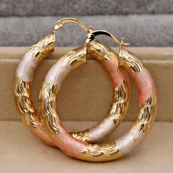 

Luxurious Trendy Hoop Earrings for Women Gold Filled Convex Women Pageant Earrings Fashion Jewelry Wedding accessories Gift