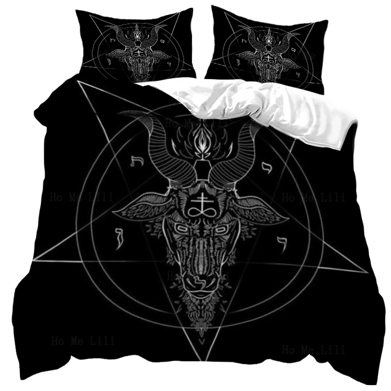 

Black Devil Satan Pentagram Sacred Geometry Deer Mandala Spirit Animal Soft Close Skin Duvet Cover By Ho Me Lili Bedding Decor