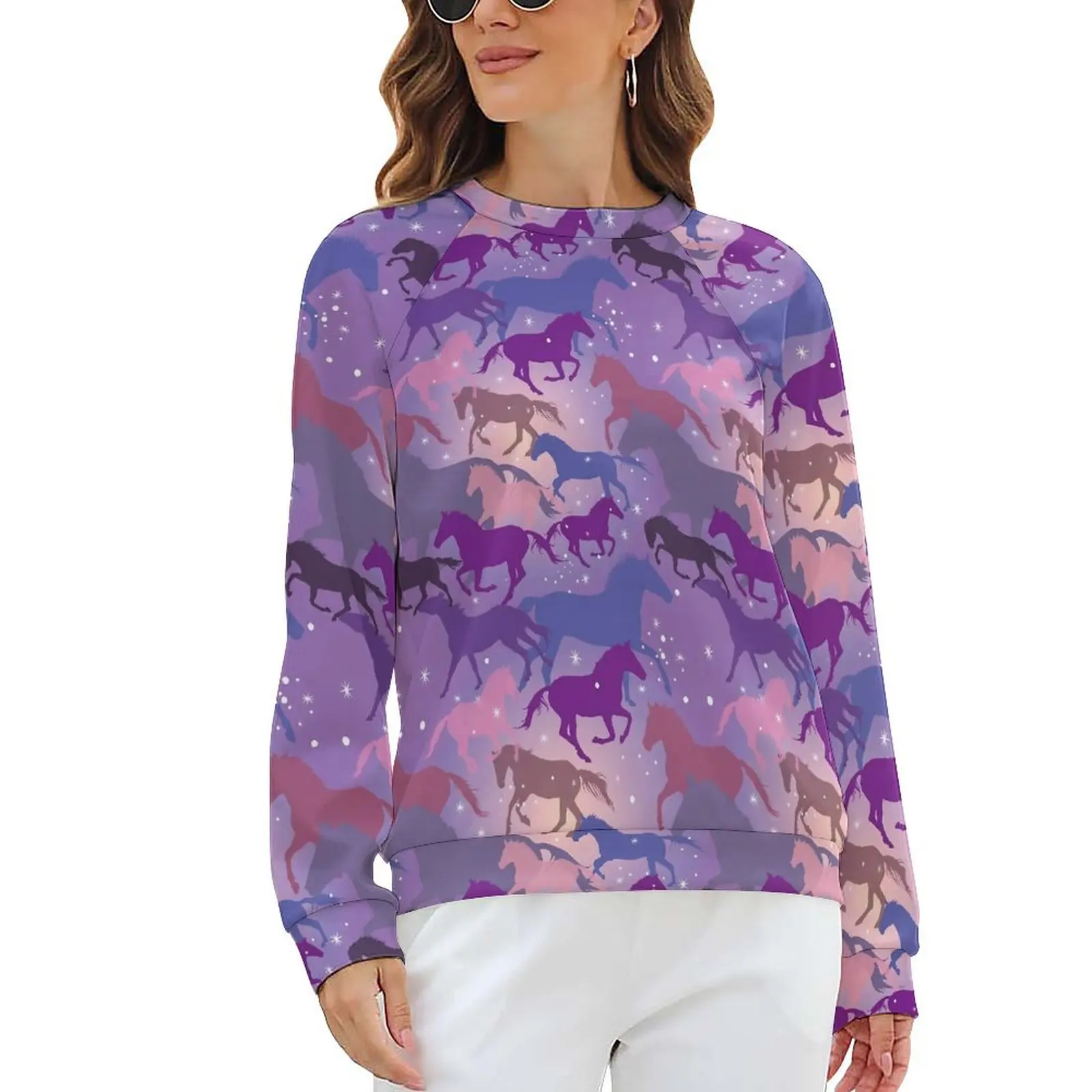 

Flare Horse Hoodies Animal Print Street Style Oversize Hoodie Female Long-Sleeve Pretty Pattern Casual Sweatshirts