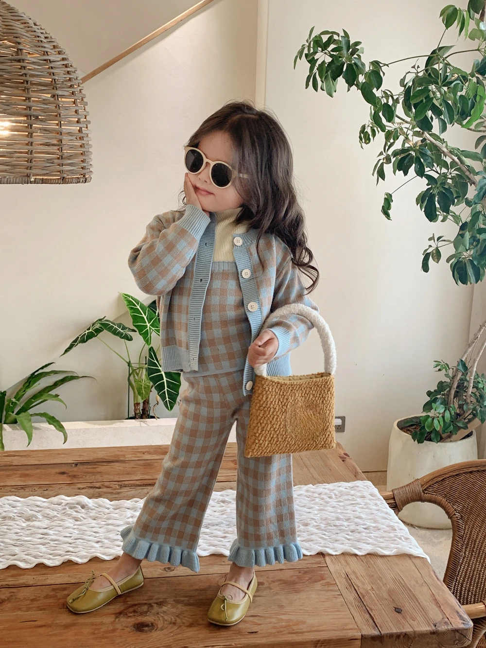 

RiniLucia Baby Girl Autumn Clothes Sets Baby Girl Clothing Set 3Pcs Suit Outfits 2023 Knitted Sweater Plaid Outfit Pants Sets