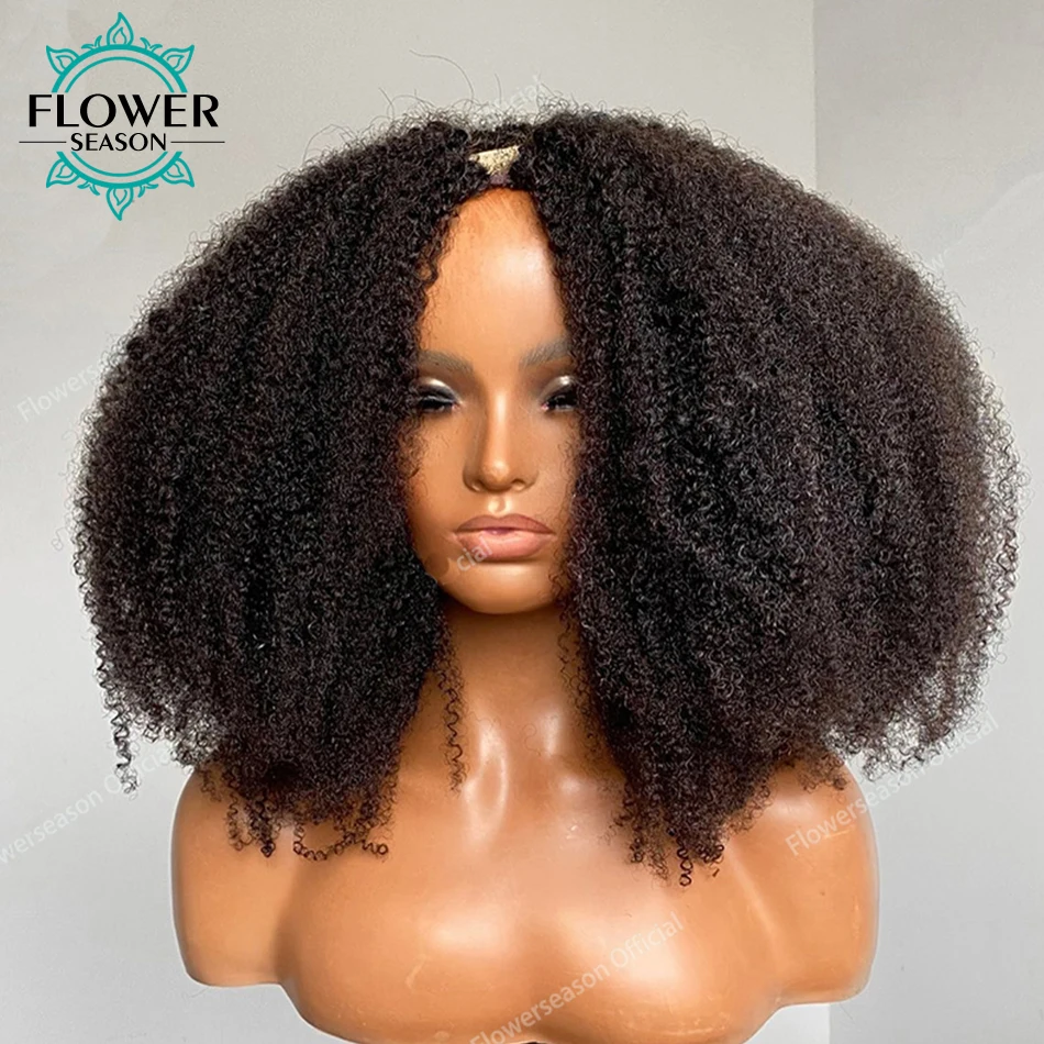 

Afro Kinky Curly V Part Wig 200Density Indian Human Hair Wigs Kinky Curly U Part Wigs 1x3 Middle for Women Machine Made Wig