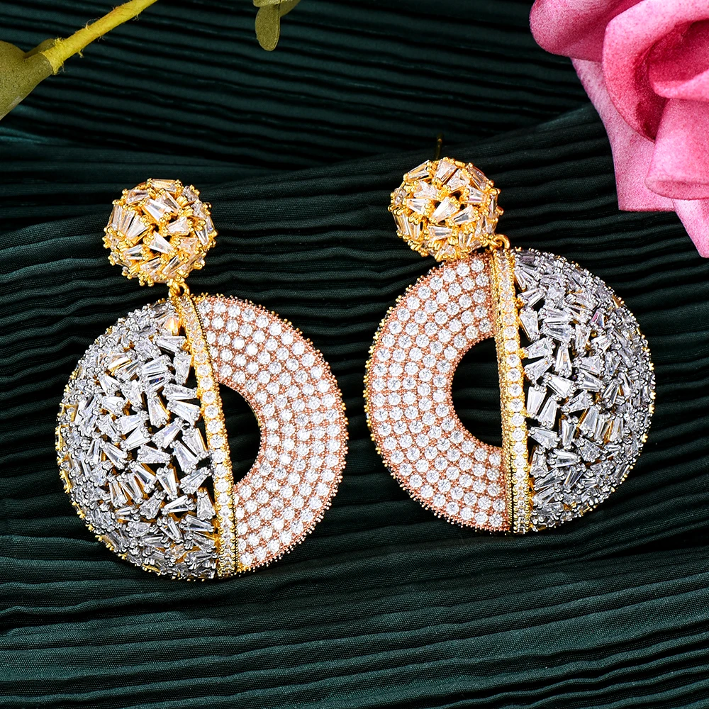 

Missvikki New Original Vintage Round Drop Earrings High Quality Cubic Zirconia Stones Blooming CZ Jewelry Silver Color for Women