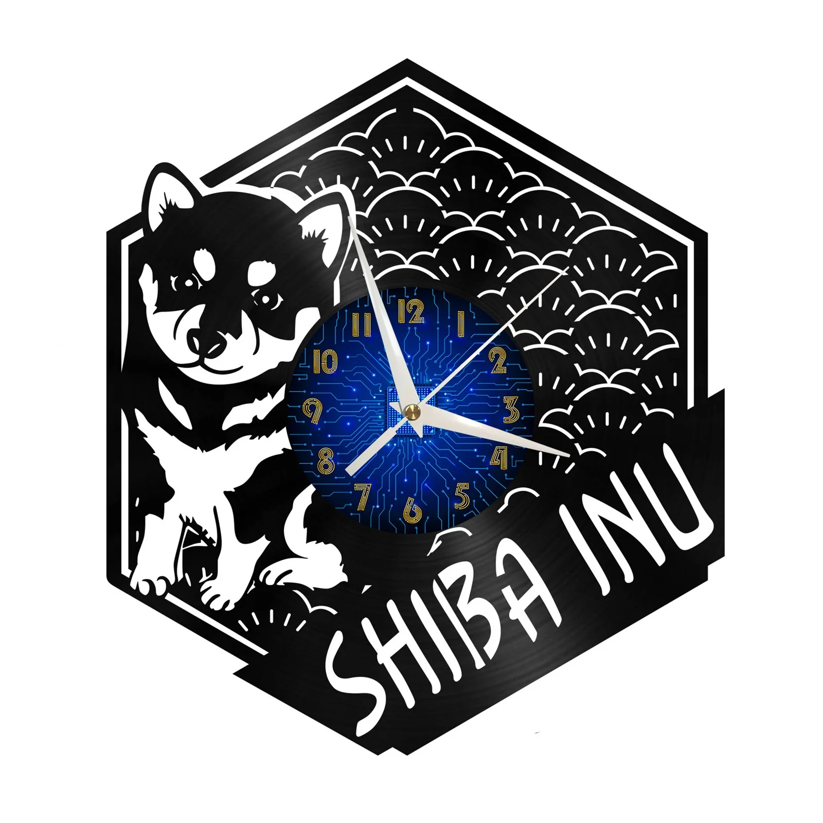 

SHIBA INU Dog 12 Inch Vinyl Record Wall Clock Battery Operated Silent Non-Ticking