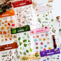 1 sheet plant dried flower epoxy sticker stick labels decorative diary album stationery for diy scrapbooking material