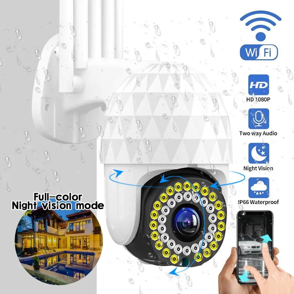 

IP-камера Guudgo, 1080P, 39 светодиодный, PTZ, двустороннее аудио, Wi-Fi