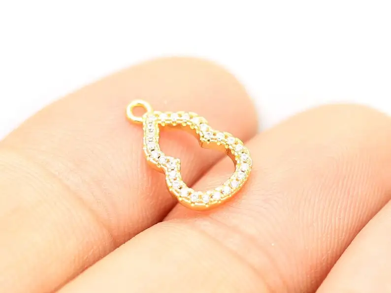 6 шт., подвески в виде тыквы с фианитами, подвески для сережек Huggie, покрытие из настоящего золота, подвеска для браслета, Искусственная елка, изготовление ювелирных изделий G118