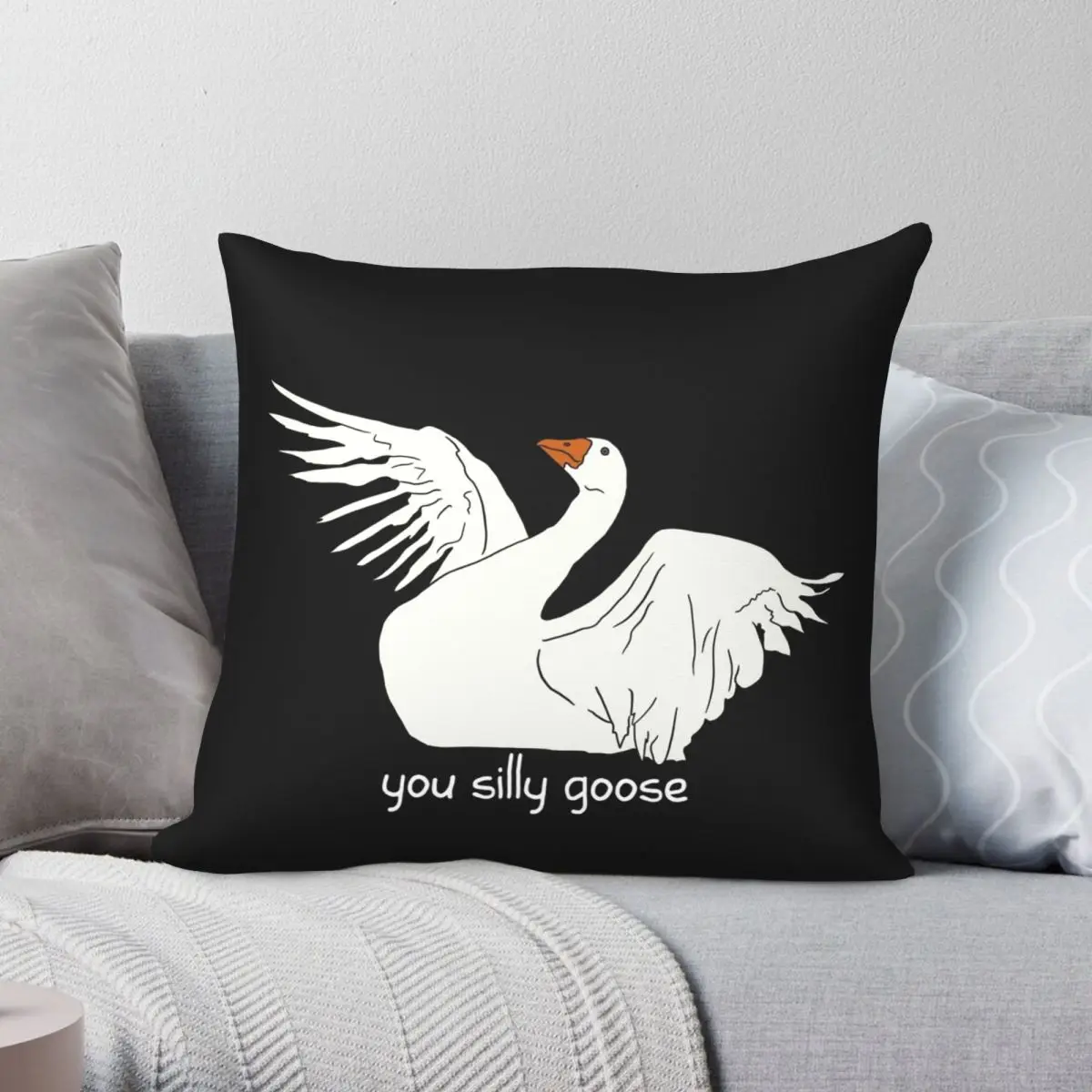 

You Silly Goose Pillowcase Polyester Linen Velvet Creative Zip Decor Throw Pillow Case Room Cushion Cover