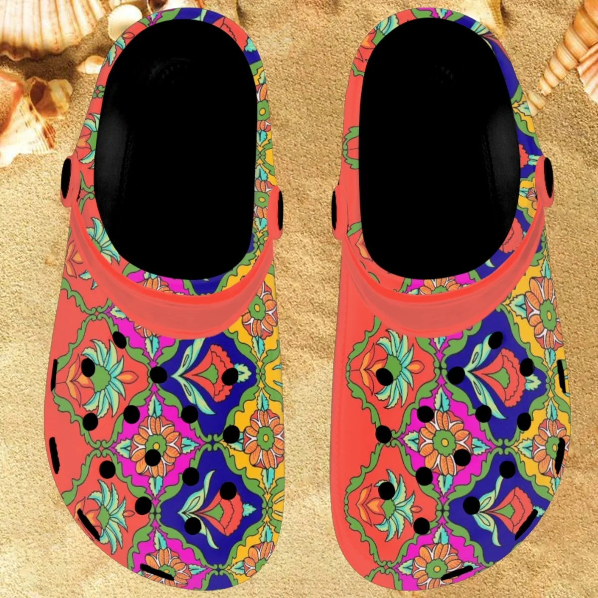 

Nopersonality Tribal Floral Design Flat Sandals Women's Casual Home Slides Slipper Vintage Style Sandales Femmes Summer