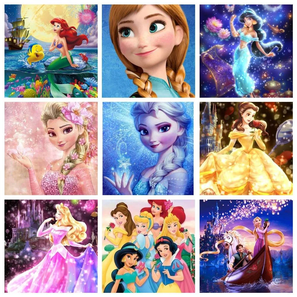 

Disney 5D DIY Diamond Painting Cartoon Princess Fairy Cross Stitch Set Hand Inlaid Gifts Children's Room Home Wall Decoration