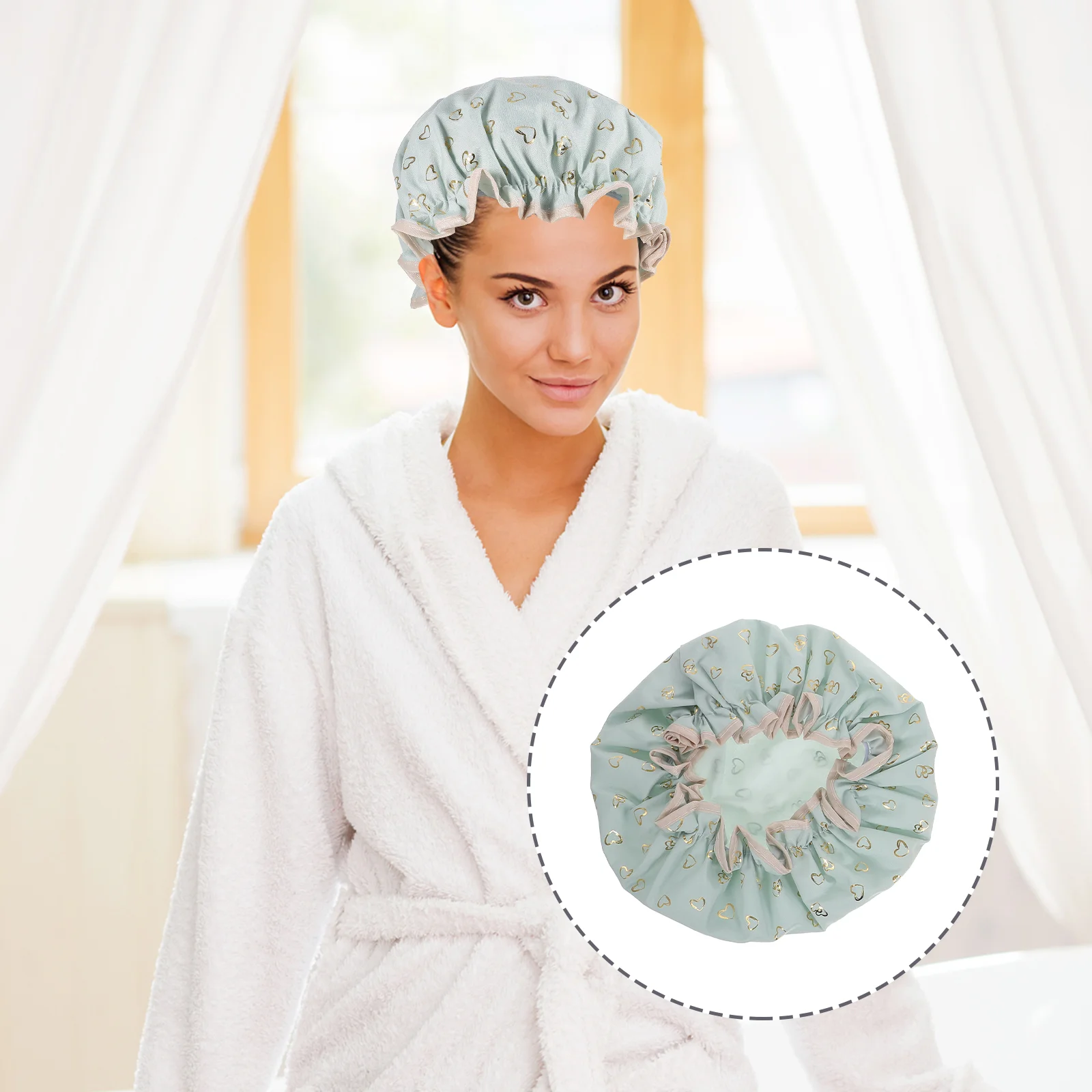 

Shower Cap Hair Hat Caps Bath Bathing Elastic Bonnet Sleepingcover Women Waterproof Double Layersatin Hats Reusable Salon