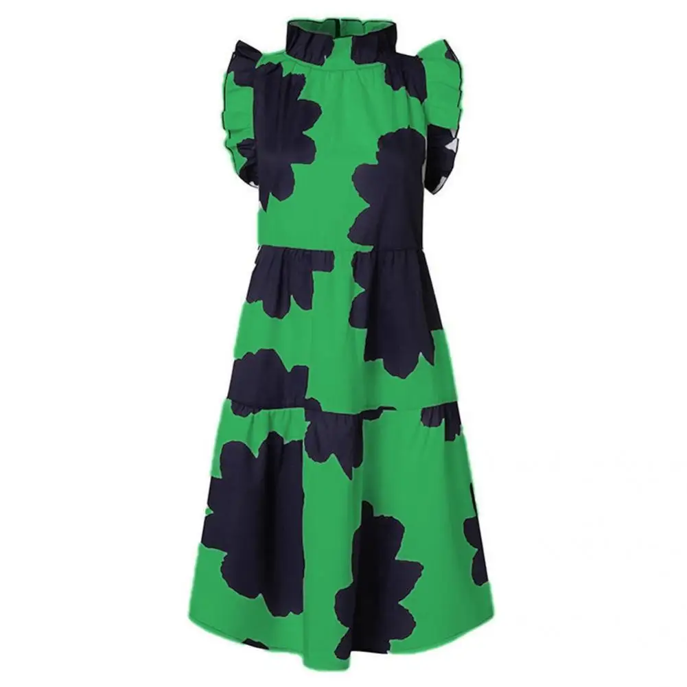 

Summer Dress Casual Midi Dress Women Loose Fashion Chic Print Large Hem Dress