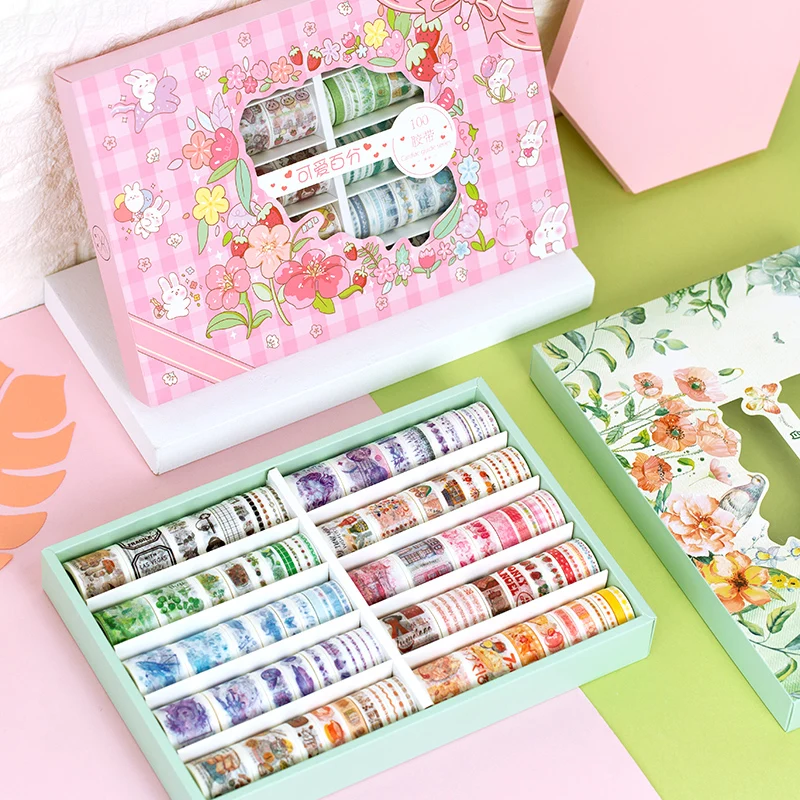 

100 Rolls Washi Tape Set,Colored Masking Tape,Decorative Nature Colored Tapes for Arts,DIY Crafts, Bullet Journals, Scrapbooking