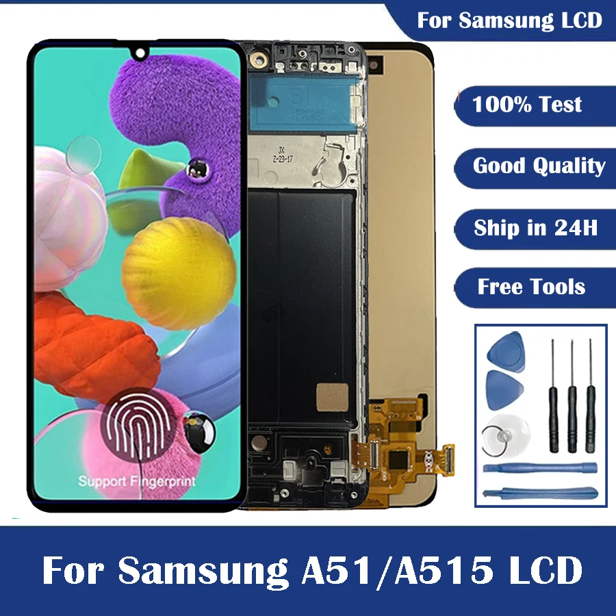Super AMOLED для Samsung Galaxy A51 дисплей сенсорный экран дигитайзер A515 SM-A515F ЖК-экран в сборе
