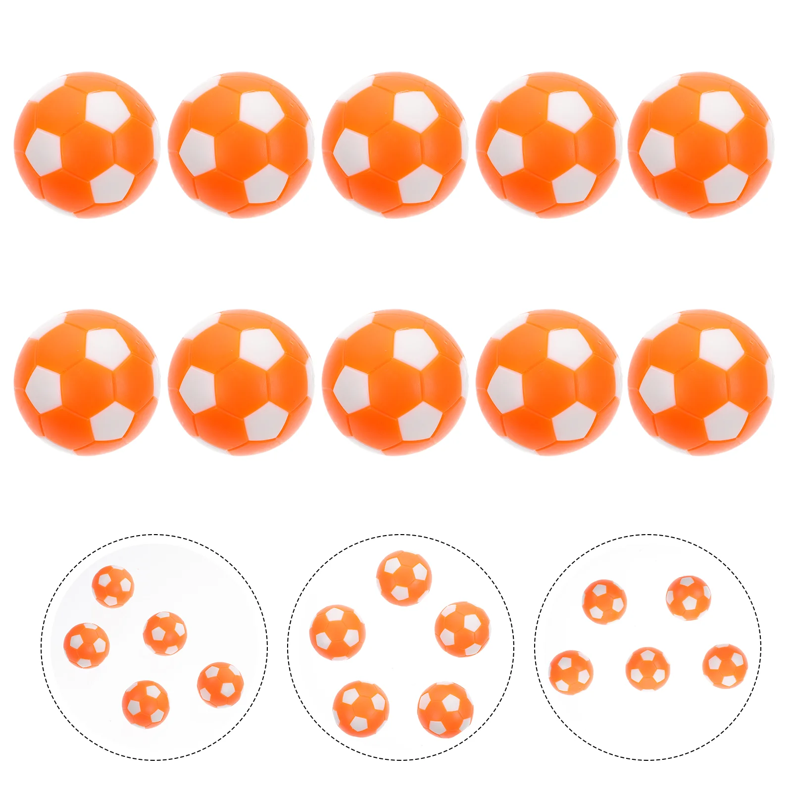

10 Pcs Orange White Football Mini Footballsssssss Table Soccer Accessory Foosball Plastic Balls Machine Tabletop Game
