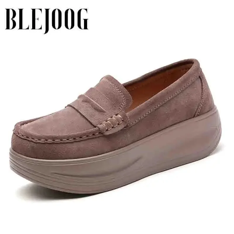 

Туфли женские замшевые, плоская платформа, без застежки, Мокасины, повседневная обувь, лоферы, кроссовки