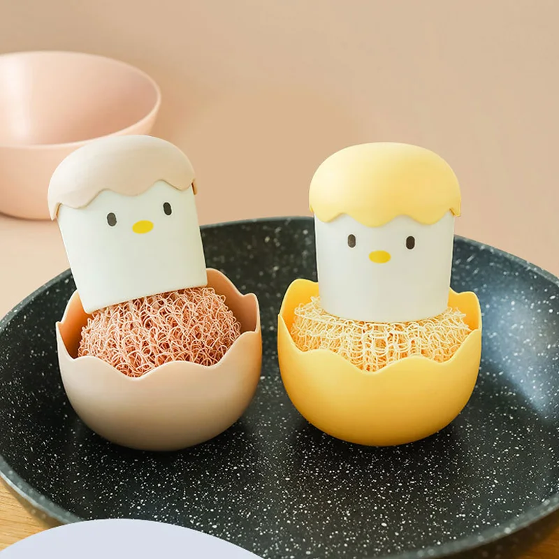 

2023 Cute Egg Kitchen Cleaning Brush Silicone Dishwashing Brush Fruit Vegetable Cleaning Brushes Pot Pan Sponge Scouring Pads