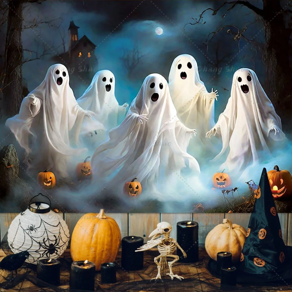 Laeacco Хэллоуин праздники тыква огни летучая мышь ужасная фотография Фотостудия