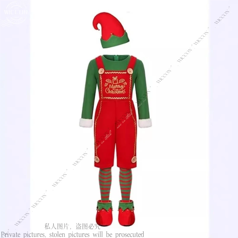 Взрослый Рождественский костюм Детский яркий красный и зеленый цвет мужской