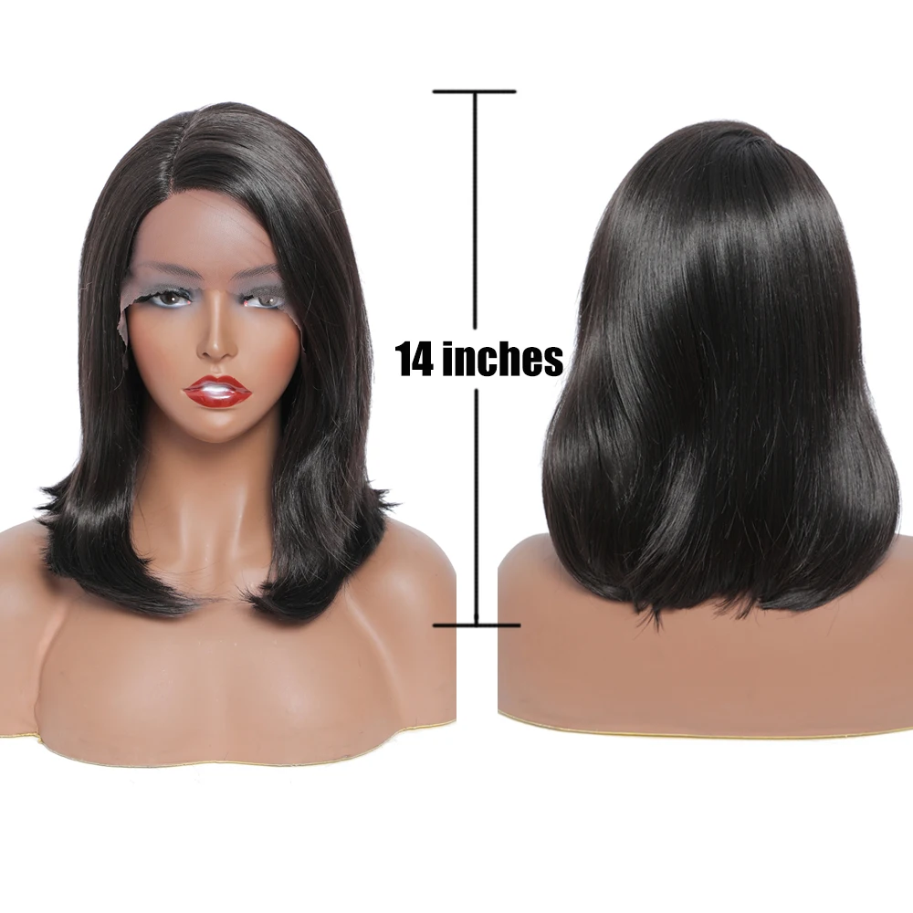 Short Bob Synthetic Wigs for Women Shoulder Length 14 Inches Side Part Lace Wig Ombre Colorful Daily Party Cosplay Wigs X-TRESS