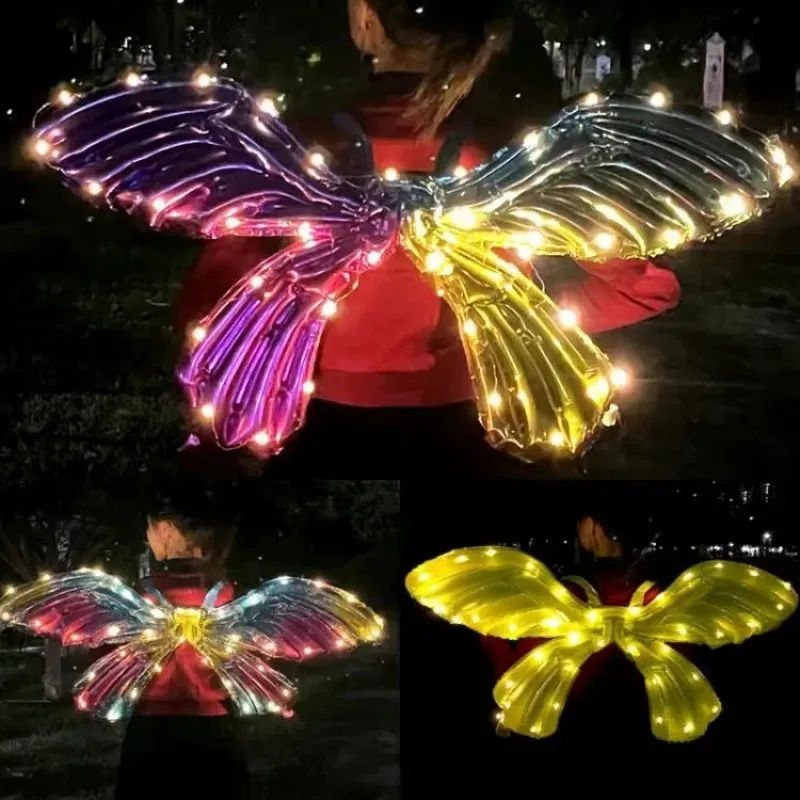 

2Pcs Large Butterfly Angel Wings Luminous Inflatable Balloon Girl Back Birthday Party Arrangement Photo Decoration Ramadan Gift