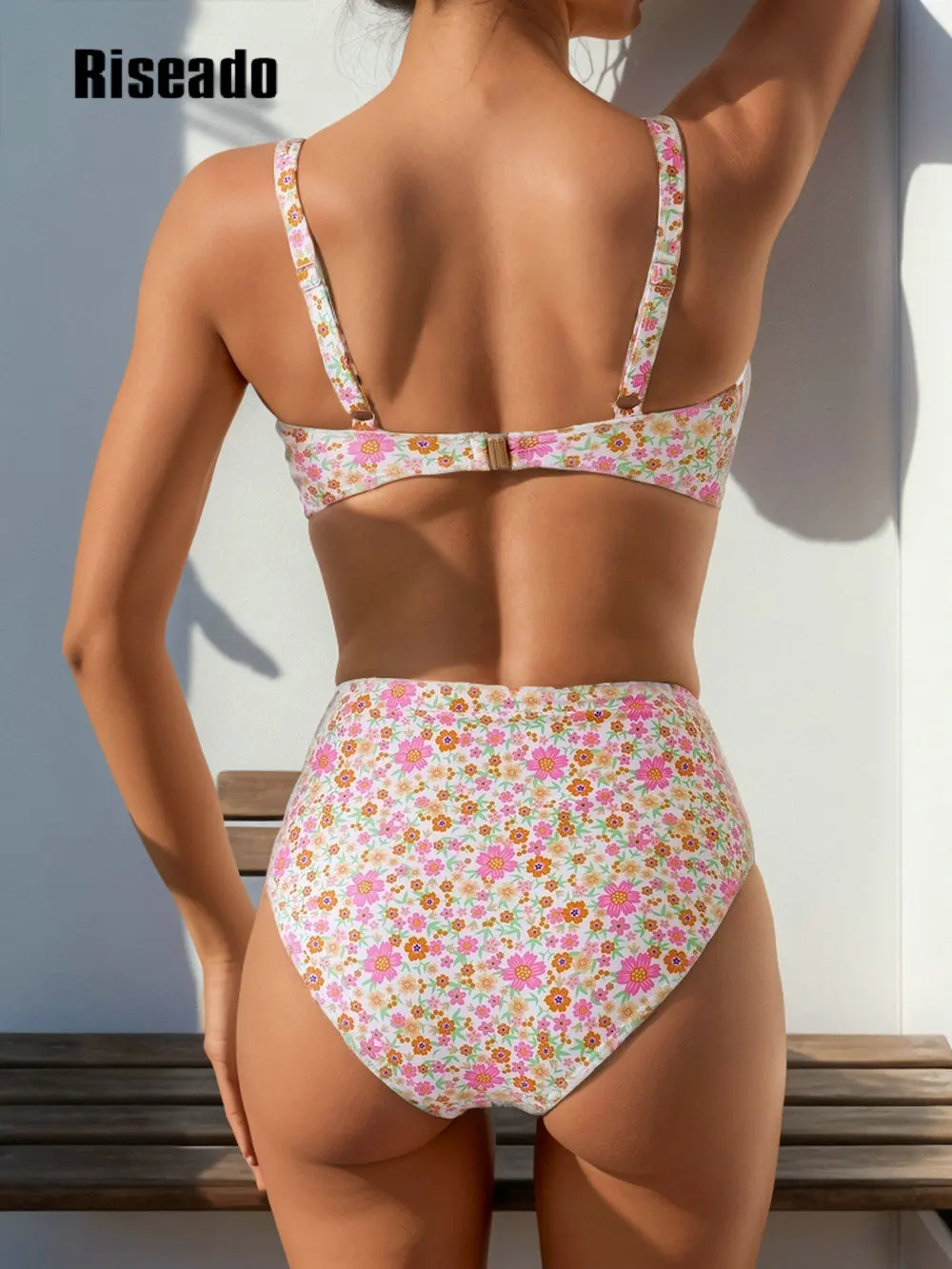 Riseado женский комплект бикини из двух частей купальники с высокой талией и