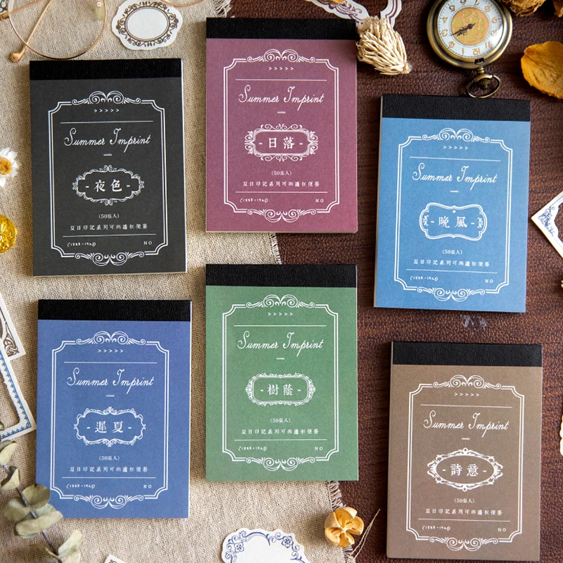 

Card Lover 50 Pcs[Summer Mark Series] Vintage Journal Sticky Notes Special Paper Memo Pad Note Material School Office Stationery