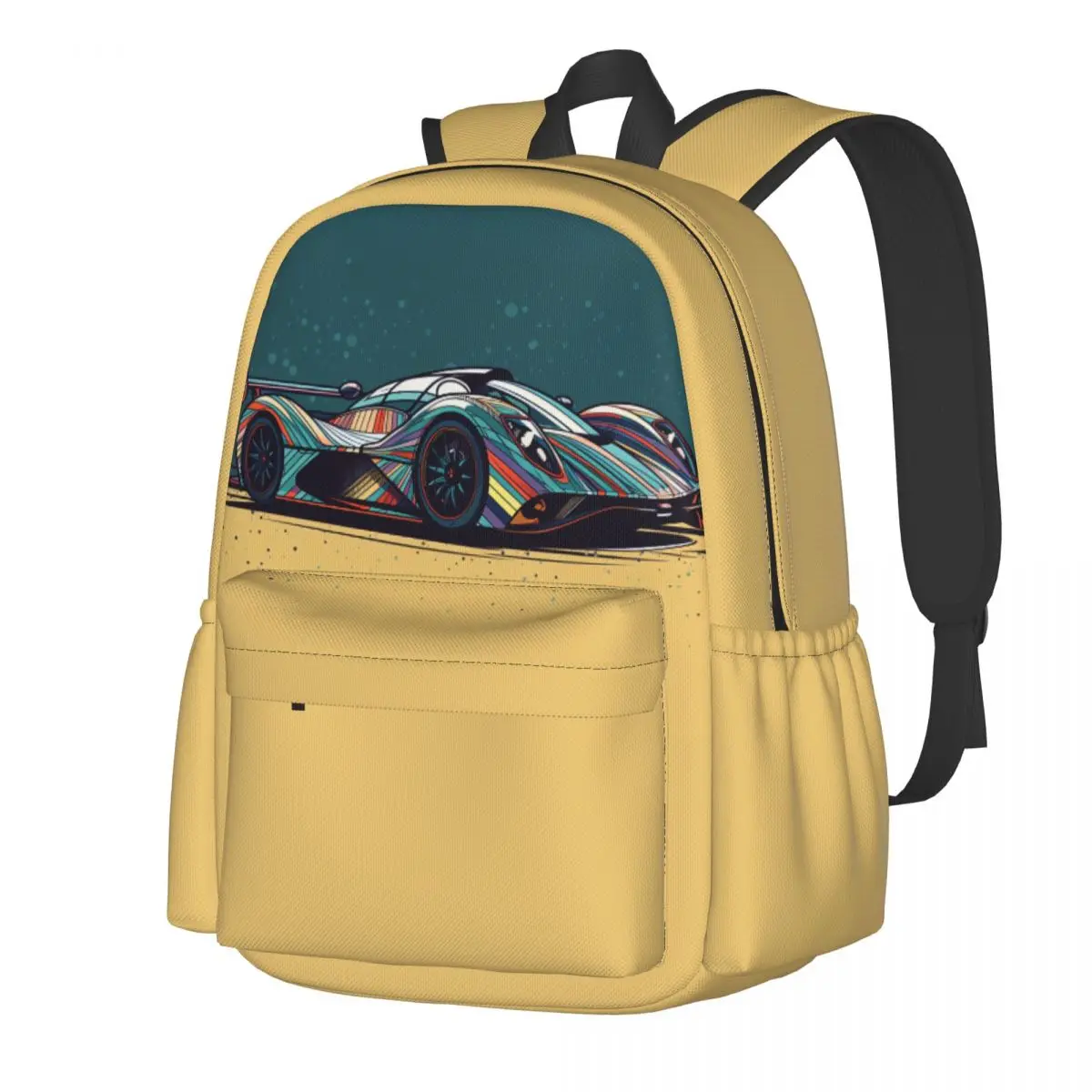 

Dazzling Sports Car Backpack Multicolored Retro Cool Backpacks Girl Travel Soft High School Bags Colorful Rucksack