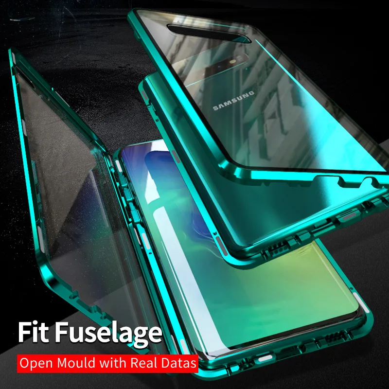 Double Side Tempered Glass 360 Case For Samsung Galaxy Note 20 Ultra F62 M62 S9+ S21Plus A71 Magnetic Metal Frame