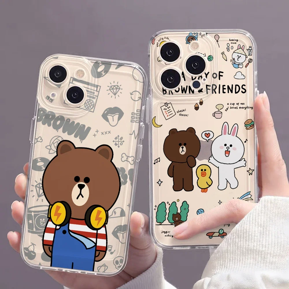 Чехол для телефона Browns Bear Conys Rabbit Samsung Galaxy S24 S23 S22 S21 S20 S10 FE Ultra Plus 5G Note 20 10 Pro
