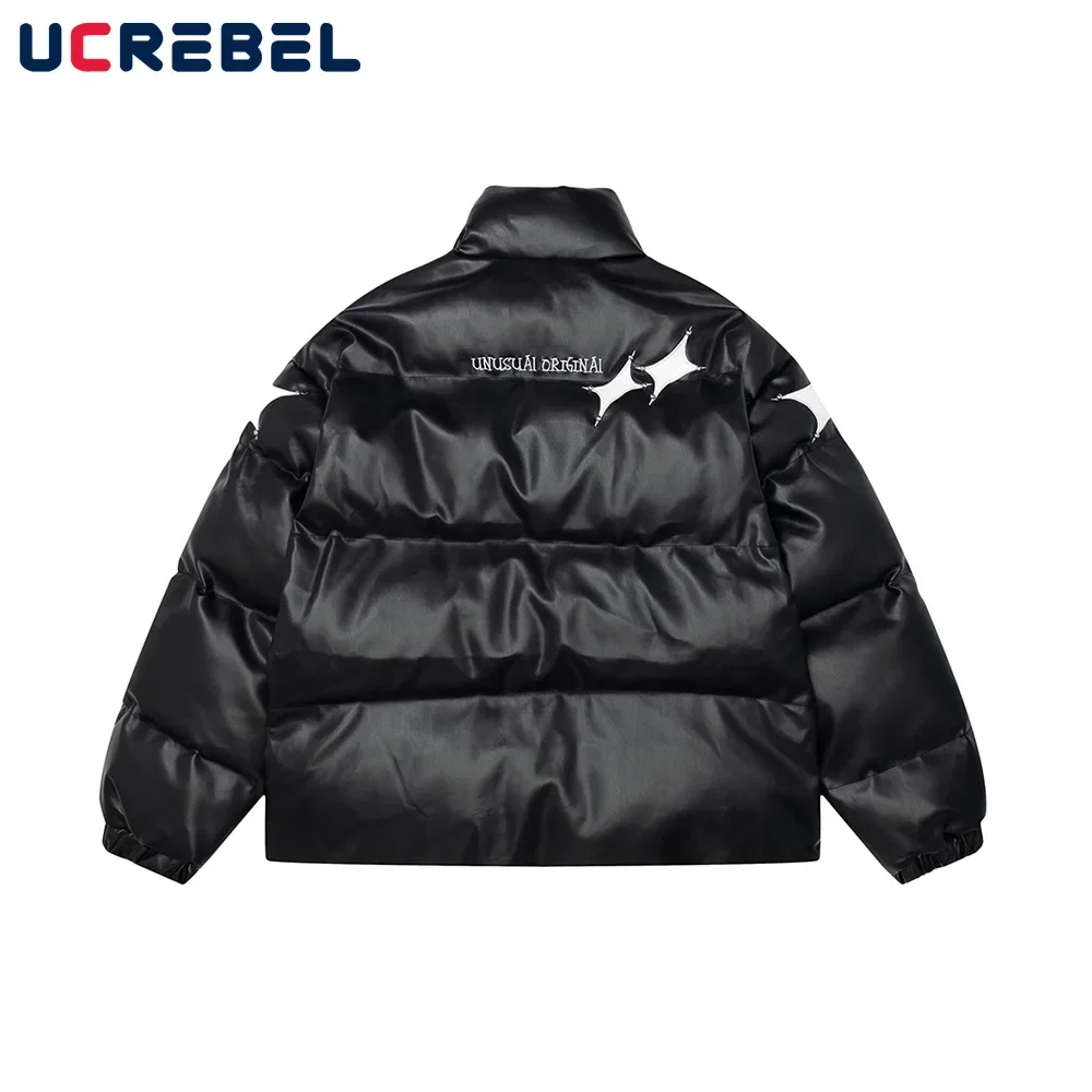 Мужская стеганая куртка из искусственной кожи с длинным рукавом и толстым