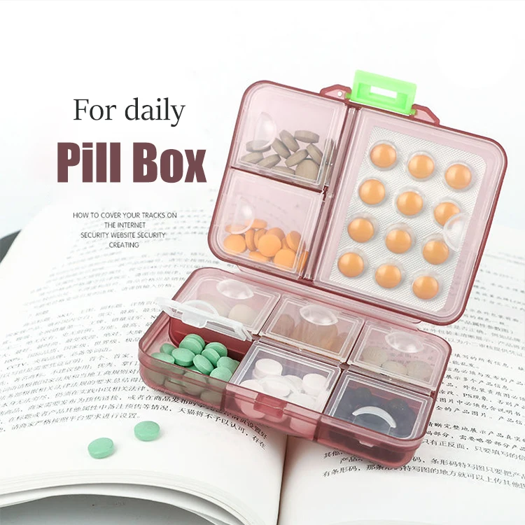 

9 Grid Pill Box Organiser Weekly Daily Square Pill Organizer Storage Case Box Plastic Hat Mini Medicine Pill's Storage Organizer