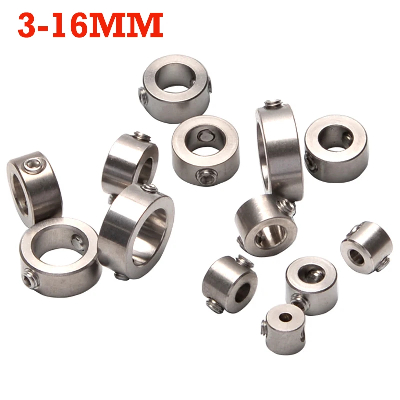 5pcs 3-16mm Stainless Steel Drill Stop Ring Bit Positioner Shaft Collar Set Screw Carpentry Drill Stopper Woodworking Tools