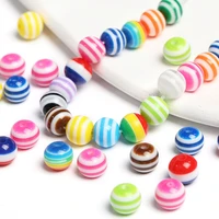 100pcs 8mm candy color stripe resin beads round loose spacer mix color diy bead for jewelry making bracelet necklace accessories