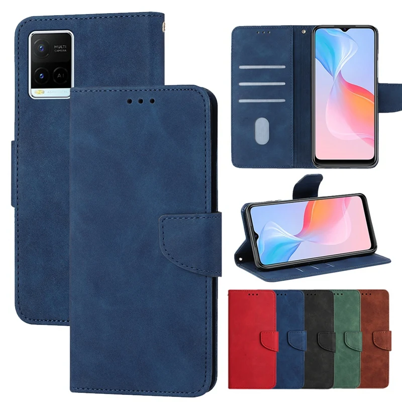 

Solid Color Matte Leather Flip Case for VIVO Y33S Y21 Y21S Y20 Y20S Y12S Y11S Y12 Y15 Y17 Stand Holder Phone Wallet Covers